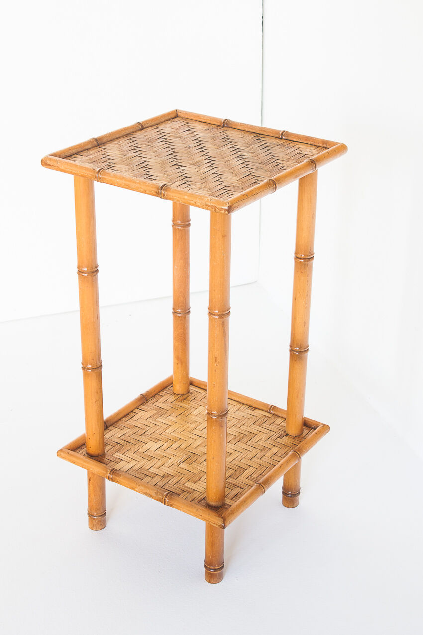 Vintage side table in cannage, France 1960