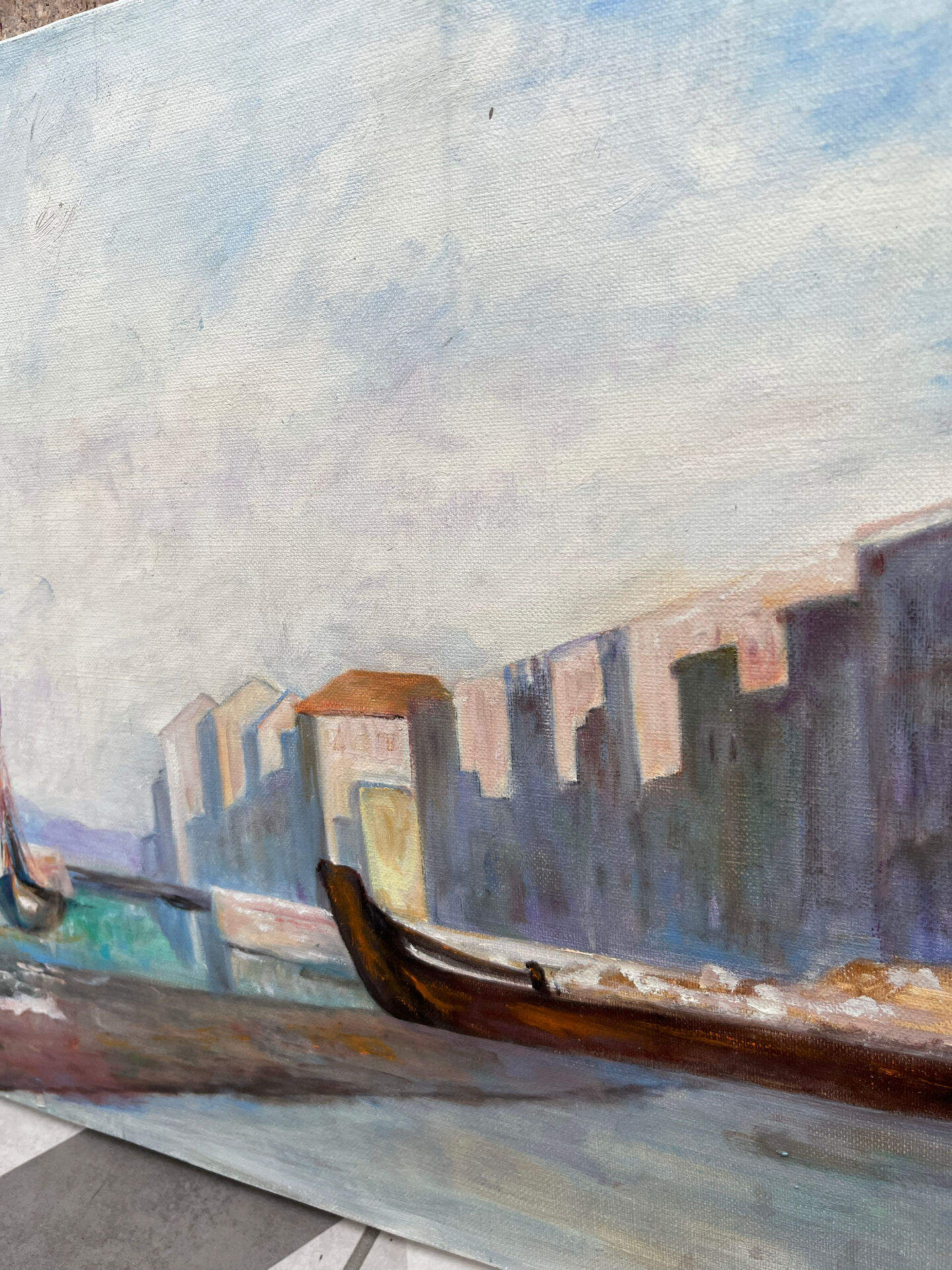 Oil on canvas "a small quiet port" 1980s