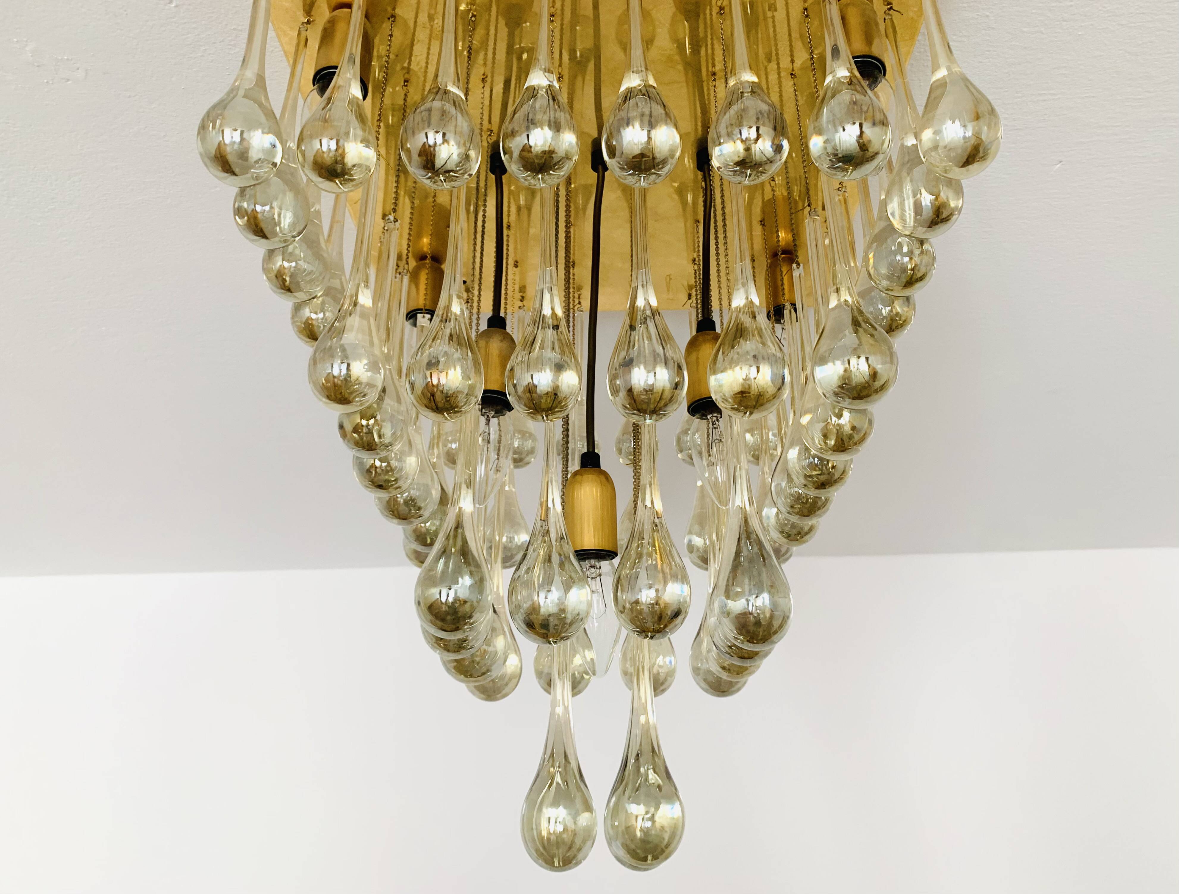 Glass Flush Chandelier by Ernest Palme