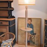 Light wood floor lamp with Art Deco wooden shelf