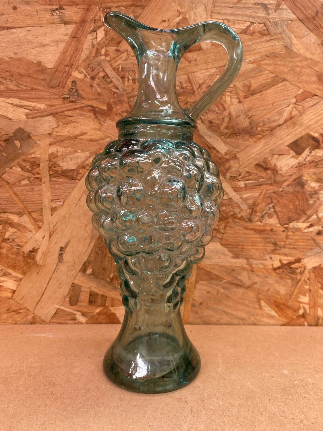 Antique glass pitcher ewer grape cluster shape vintage