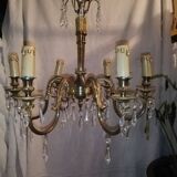 Lustre à pampilles cristal 6 lampes bougies