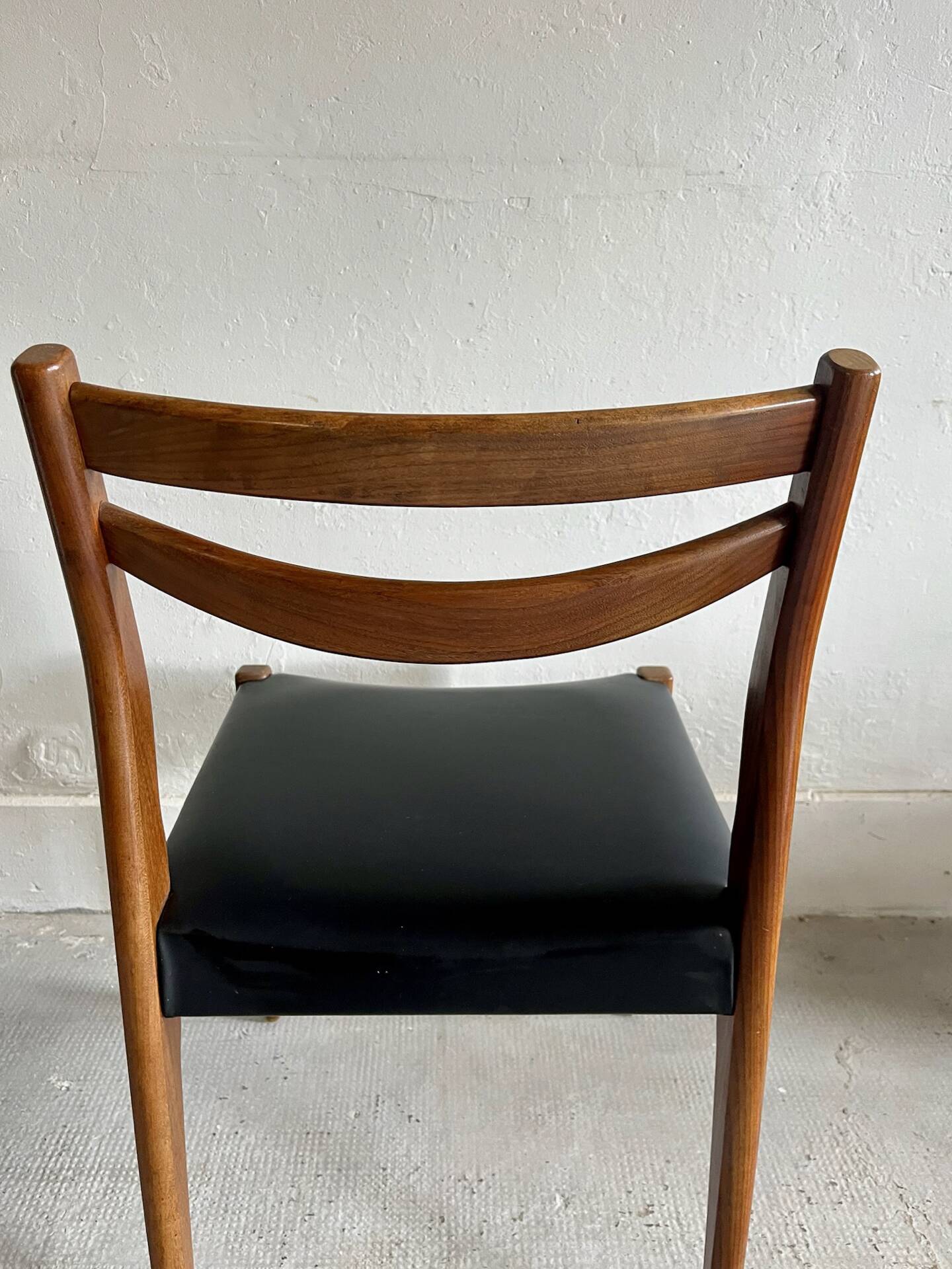 Scandinavian teak and faux leather chairs - set of 6
