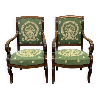 Pair of 19th century mahogany armchairs with crossbars