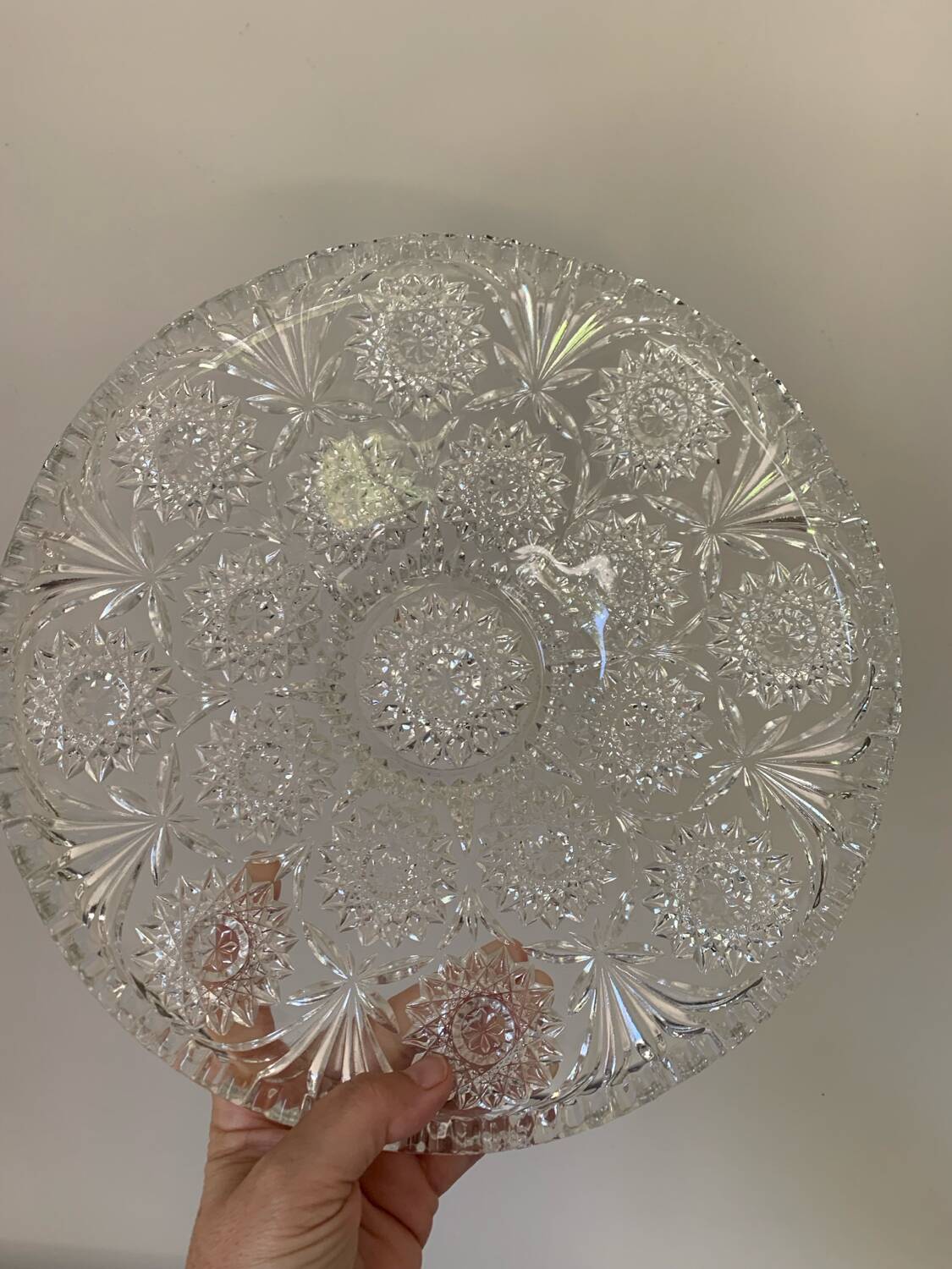 Chiseled glass fruit bowl