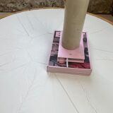 Round coffee table white ceramic and wood