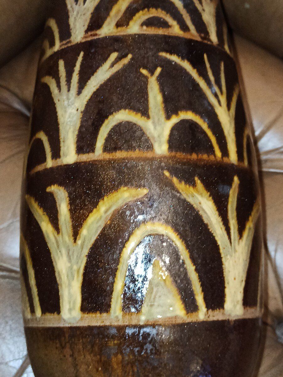 Ceramic vase painted with art deco style décor circa 1930