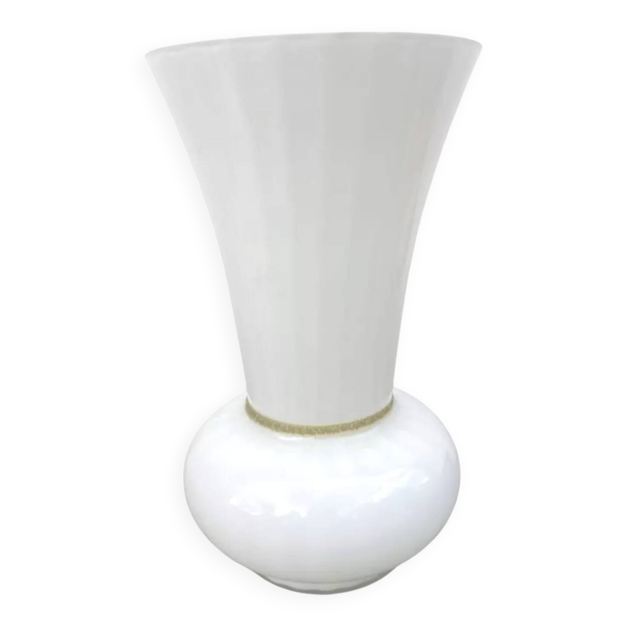 White opaline glass vase
