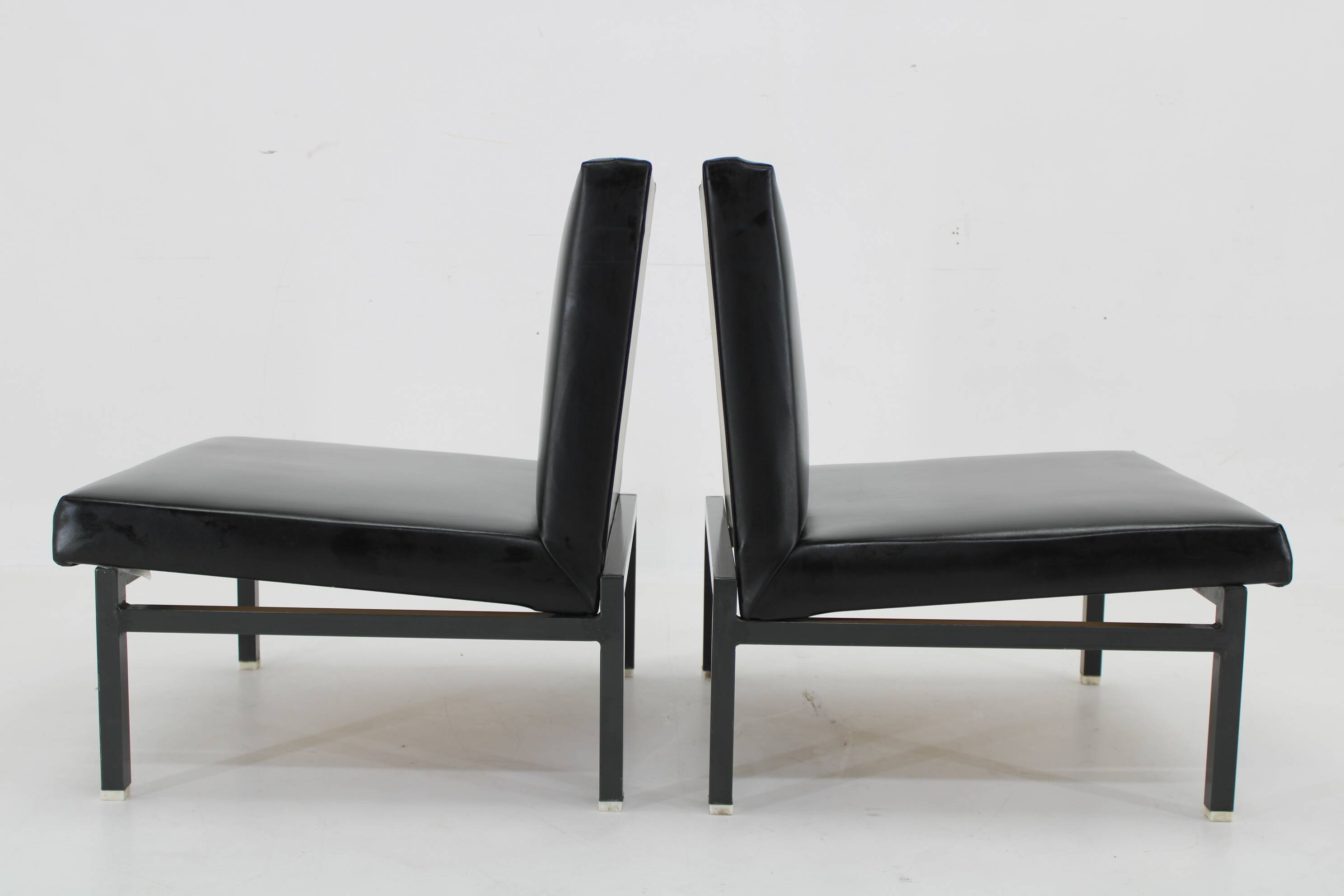 1970s Pair of Leatherette Lounge Chairs , Czechoslovakia