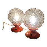 2 space age orange table lamps, 1960s, West Germany