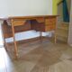 desk - wood-bamboo and woven wicker rattan - 2 drawers - large top - 80