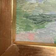 Mid-Century Swedish Oil panel “Sisters” by Gösta Geerd, Vintage & Framed 28×25cm