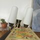 Double corner wall light 1950s 1960s in gilded metal with glass tulips.