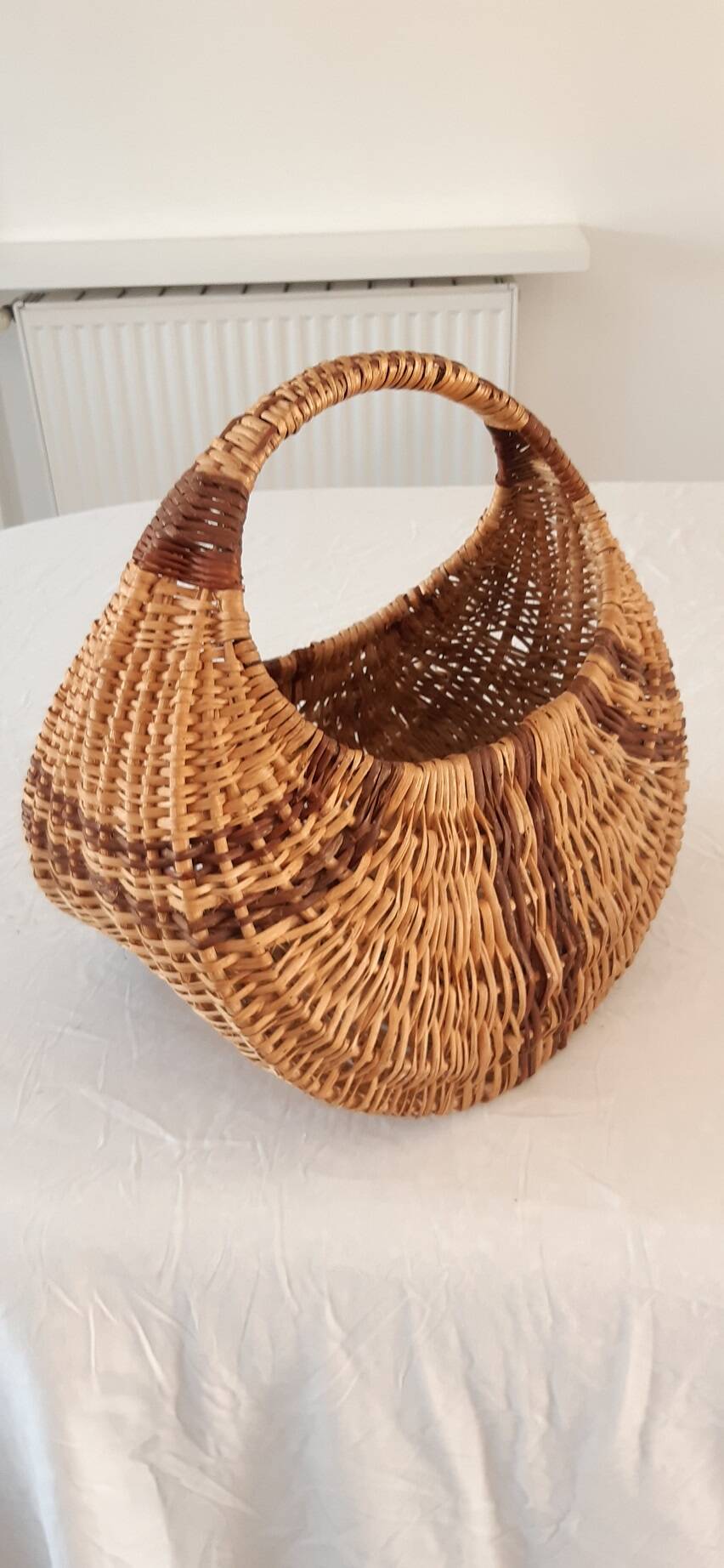 Old banana basket with wicker two colors
