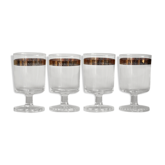 Set de 4 verres frise dorée