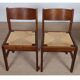 Set of 4 vintage solid wood and straw chairs, 1980