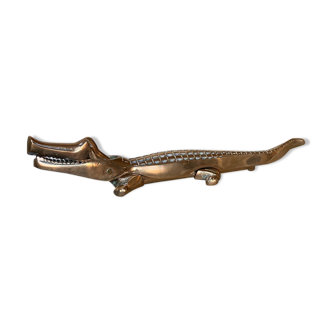 Golden brass crocodile nutcracker
