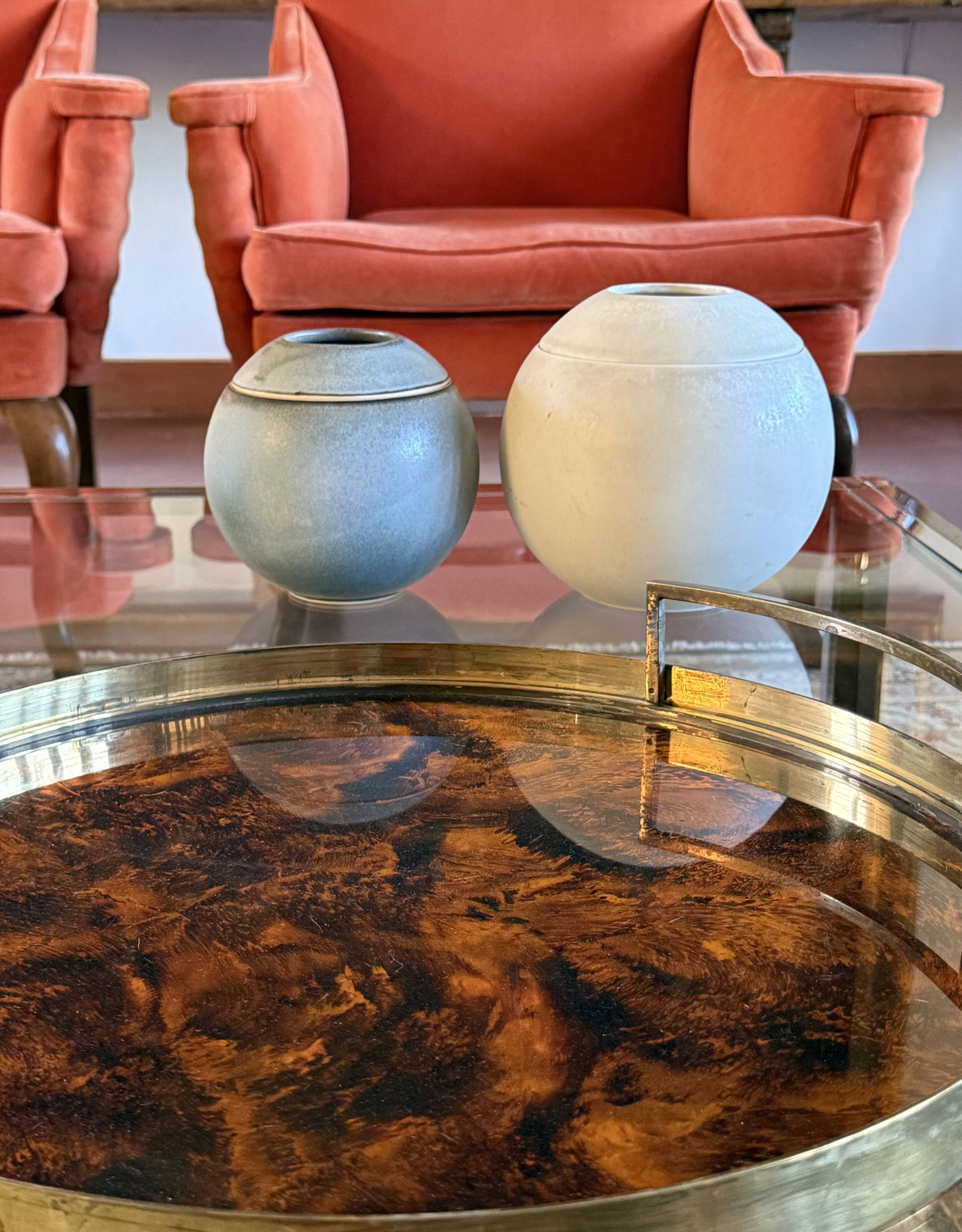 Mid-century Modern set of 2 gres vases, Franco Bucci Italy ca. 1960