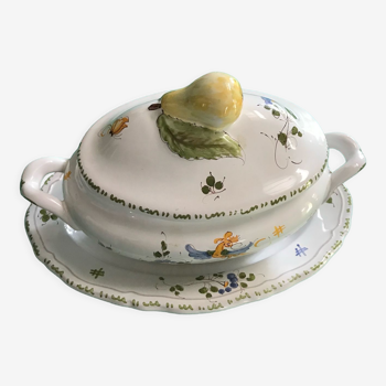 Moustiers tureen signed
