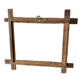 Antique wooden hand carved zigzag pattern frame 28.5 cm x 25 cm