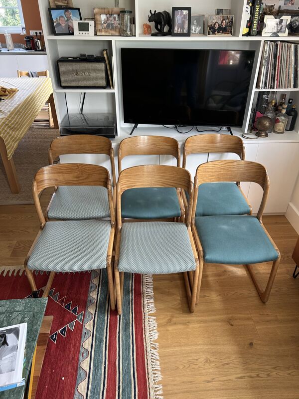 Lot 6 chaises Baumann traineau