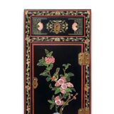 Armoire à porte simple prospère avec fleurs incrustées sculptées, laque naturelle peinte en laque dorée