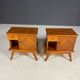 Pair of vintage mid-century modern wooden bedside tables / nightstands