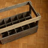 Old wooden bottles box