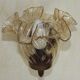 Vintage wooden and metal wall light with bronze effect, amber glass shade 5168