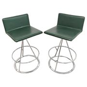 Pair of Dania bar stools in leather by Salvati & Tresoldi for Saporiti.