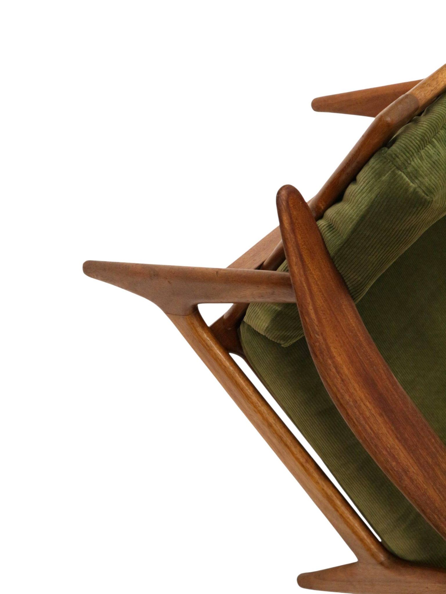 Vintage Scandinavian armchair with green corduroy upholstery from the 1970s