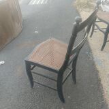 Series of 6 chairs Napoleon III era in blackened wood and canning