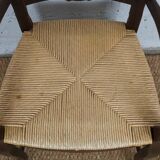 rustic oak armchair straw seat