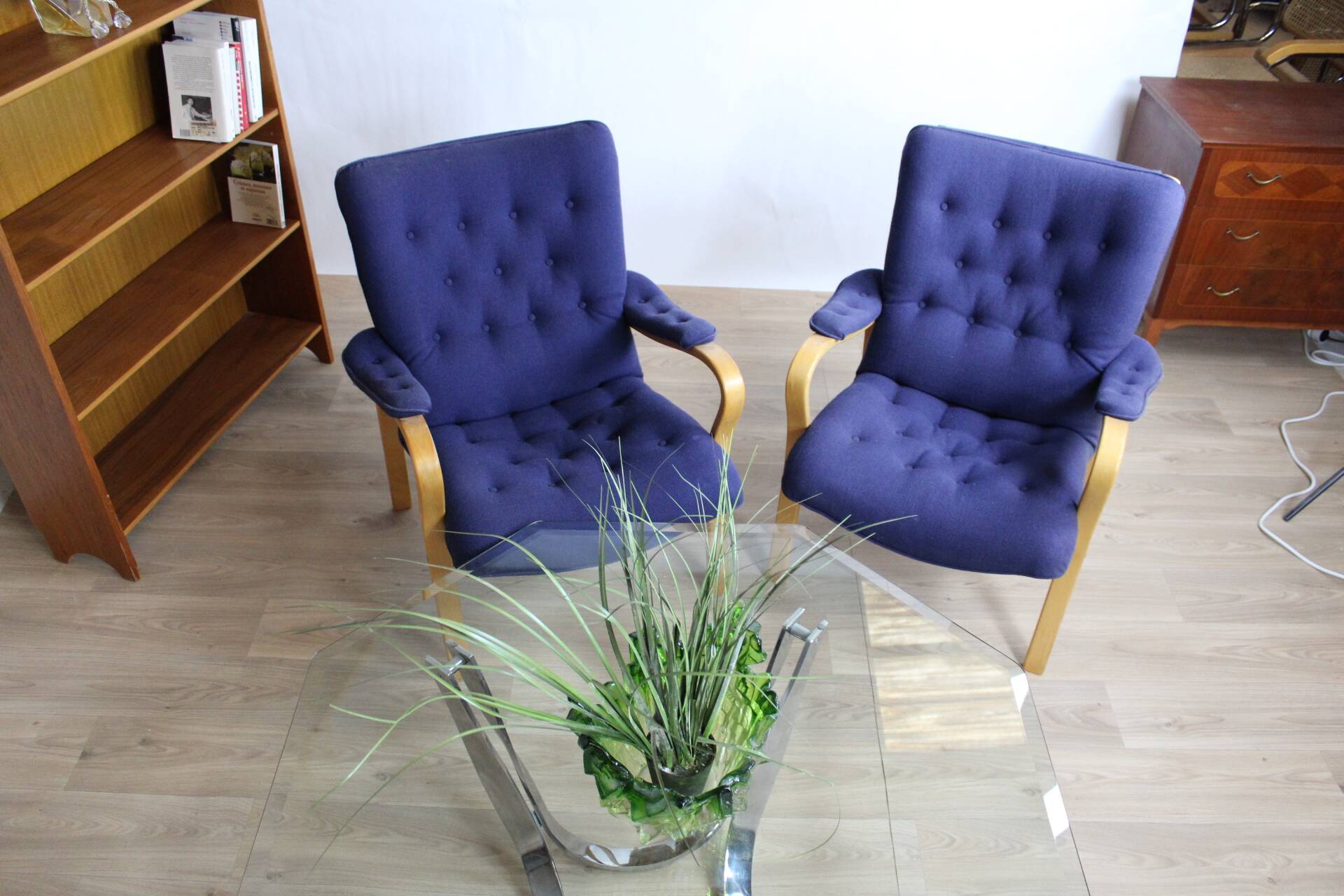 2 vintage Scandinavian blue armchairs by Peter Axel Berg, 1960s, Denmark
