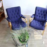 2 vintage Scandinavian blue armchairs by Peter Axel Berg, 1960s, Denmark