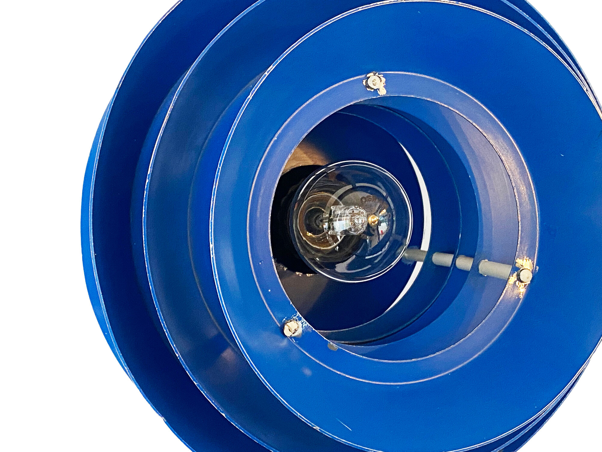 Pendant light "Trava" in blue lacquer by Carl Thore for Granhaga Metallindustri. Sweden 1960s.