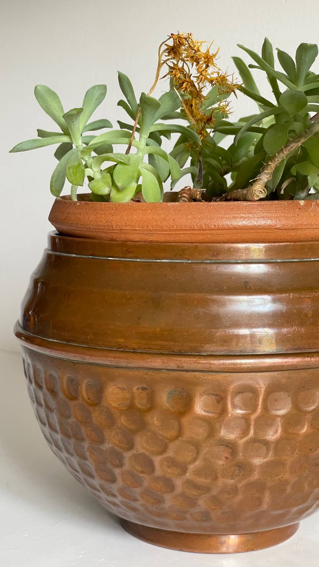 CACHE-POT par VILLEDIEU Cuivre à Patine Vintage