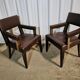 pair of leather armchairs (French cow) by Michel Hurel