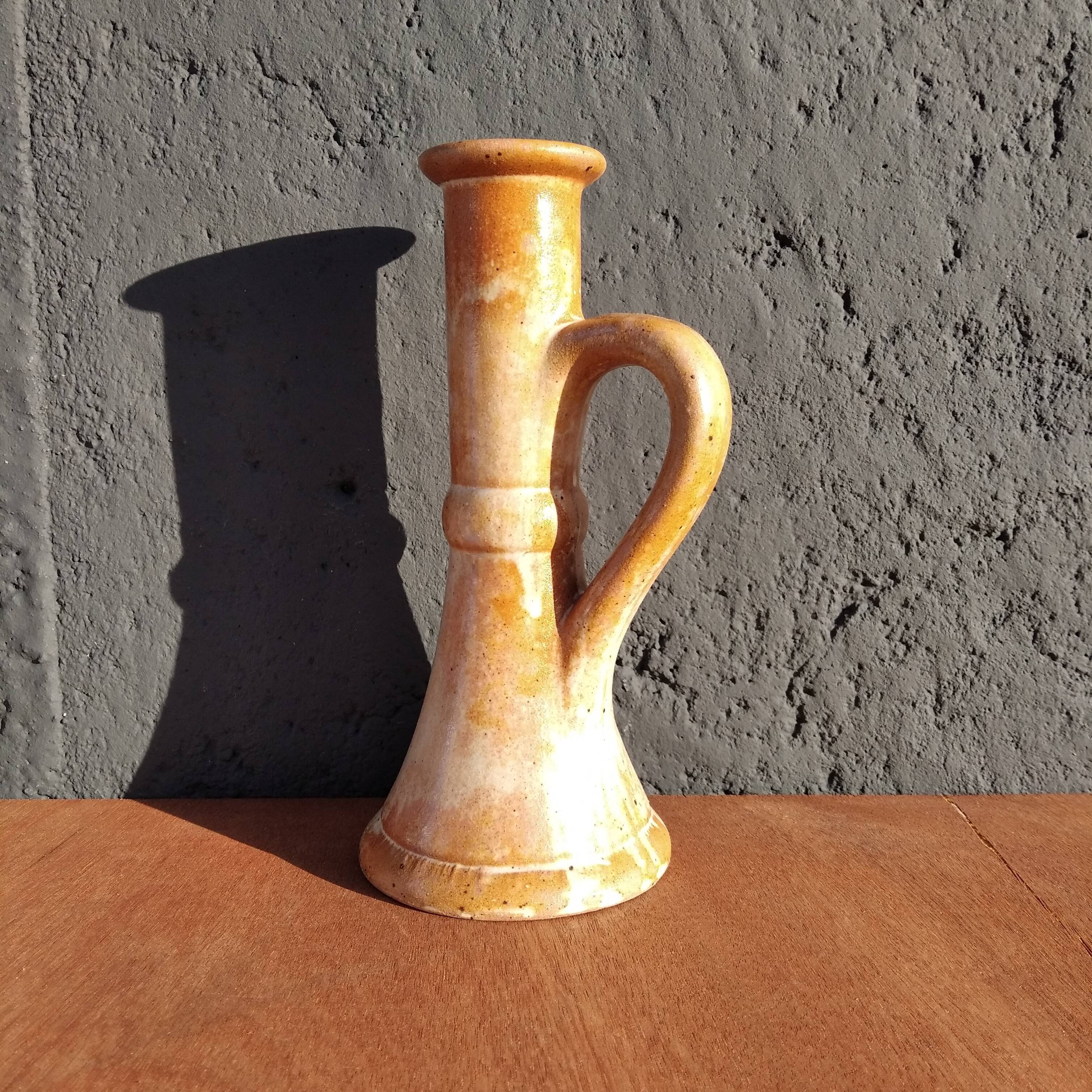 Glazed stoneware candle holder