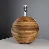 Lampe de table sphère en rotin de style Gabriella Crespi, années 1970