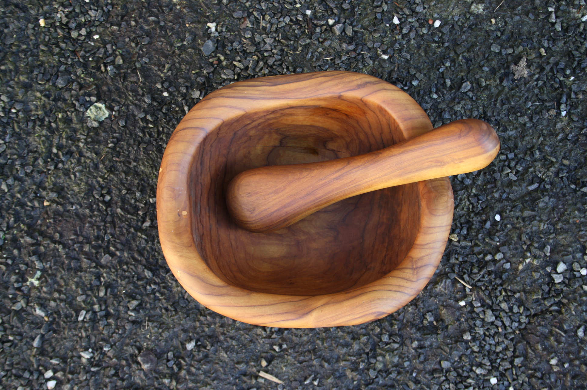 Rustic olive wood mortar