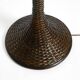 XL 70s Tulip floor lamp with a brown wicker frame and a plexiglass shade