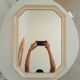 Vintage octagonal white lacquered mirror
