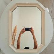 Vintage octagonal white lacquered mirror