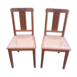 Pair of art deco in caning chairs
