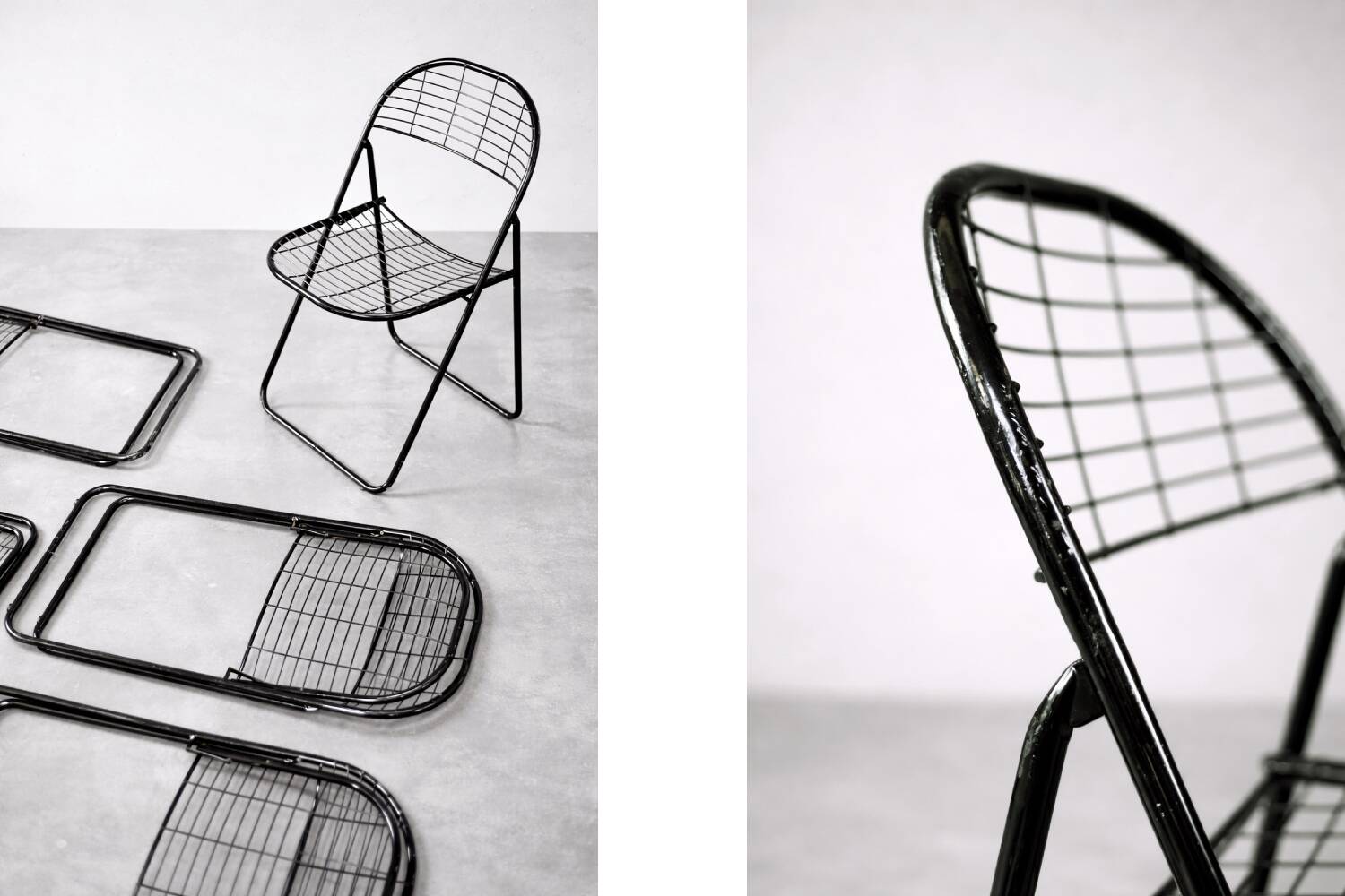 Vintage Mid-Century Modern Minimalist Black Metal Åland Chair from Ikea