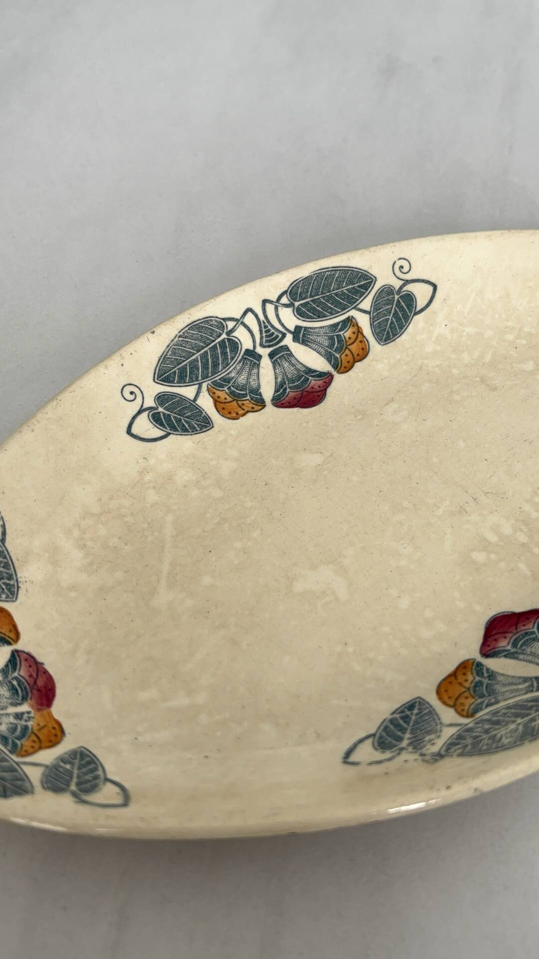 Ravier ironstone Longchamp model Rita - oval dish antique earthenware