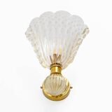 Attributed to Barovier & Toso Brass and Pulegoso Murano Glass Sconces, Pair