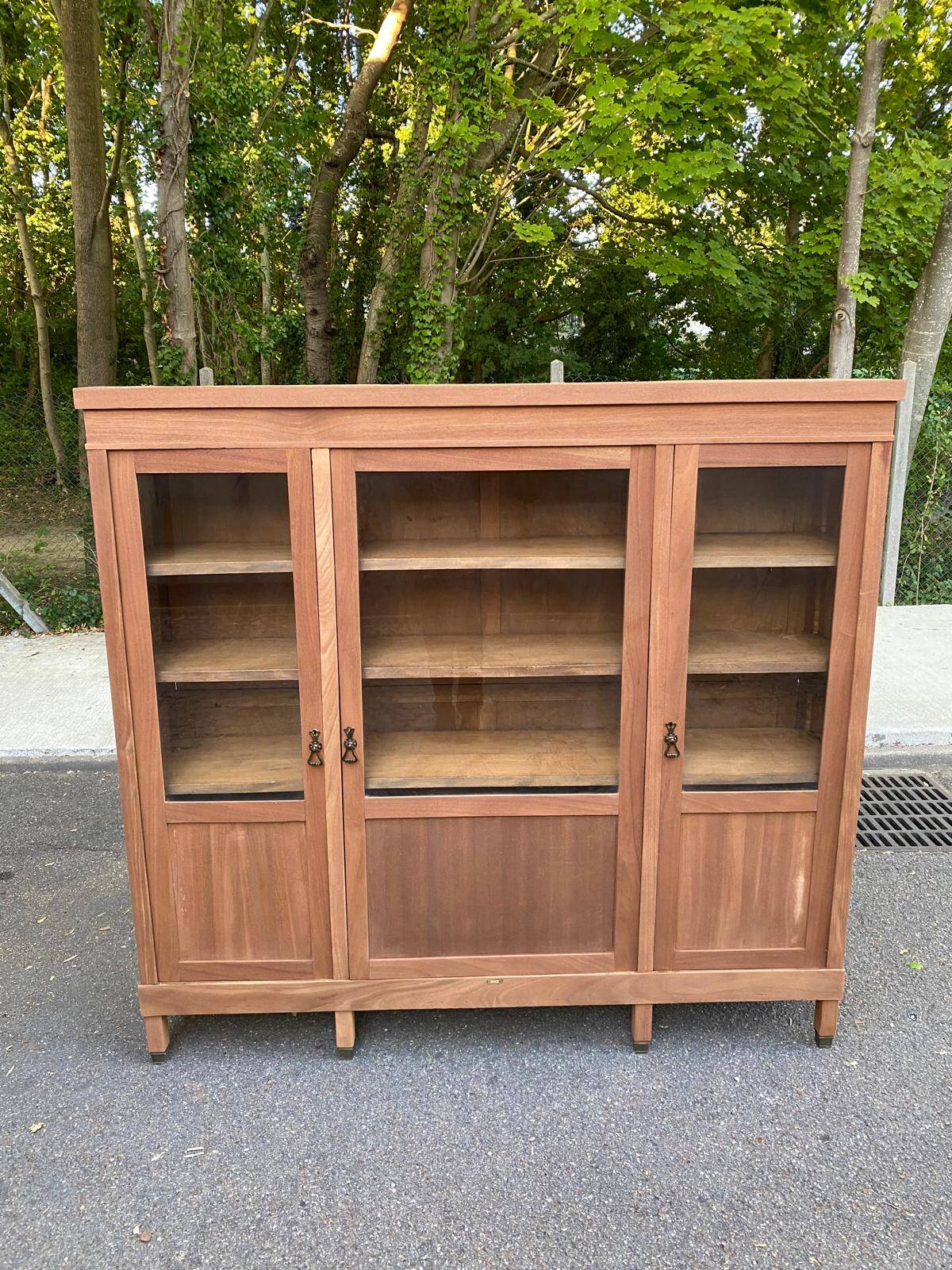 Large Art Deco Display Library stripped in solid mahogany 1930 200cm