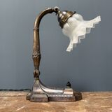Antique art nouveau table lamp with frosted glass shade